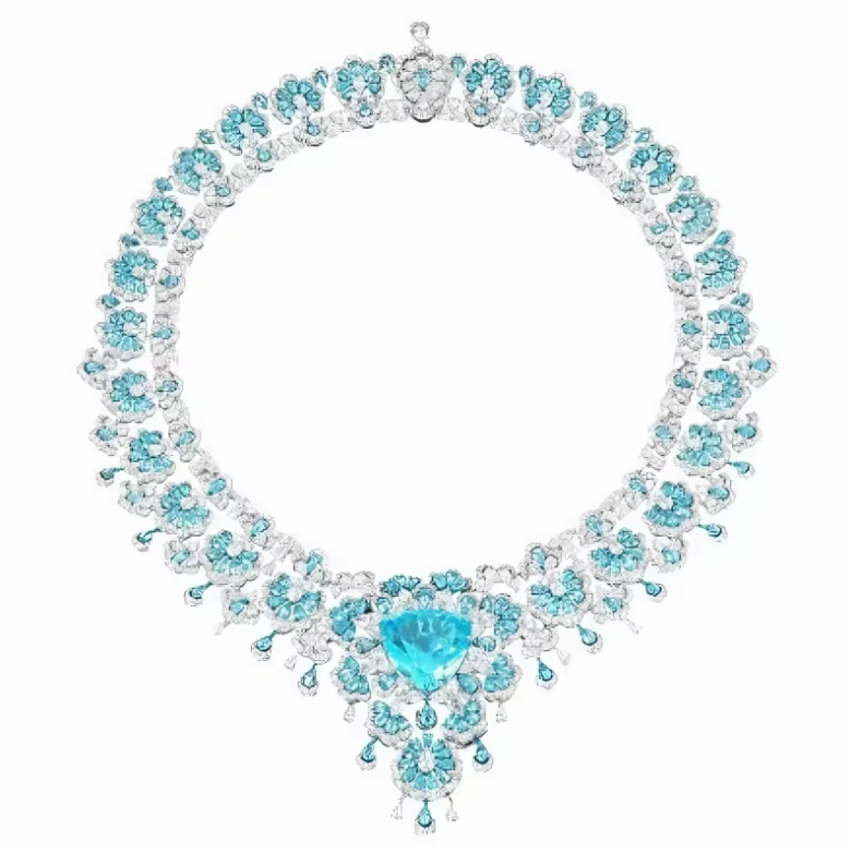 Silver Paraíba Tourmaline and Diamond Garland High Jewelry Collar